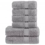vidaXL 6 Peças Conjunto Toalhas Banho Premium Solund 600 Gsm Cinza - 474045675