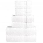 vidaXL 8 Peças Conjunto Toalhas Banho Premium Solund 600 Gsm Branco - 2287275419