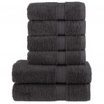 vidaXL 6 Peças Conjunto Toalhas Banho Premium Solund 600gsm Antracite - 805423921