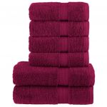 vidaXL 6 Peças Conjunto de Toalhas Premium Solund 600 Gsm Bordô - 3725568541