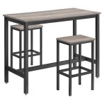 Vasagle Conjunto de Mesa de Bar com 2 Bancos Cinza e Preto - LBT015B02