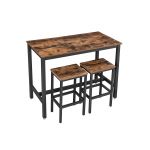 Vasagle Conjunto de Mesa de Bar com 2 Banco Castanho Rústico - LBT15X
