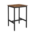 Vasagle Mesa de Bar Alta Quadrada com Estrutura de Aço Resistente 60 x 60 x 90 cm Castanho Rústico e Preto - LBT25X