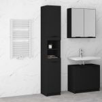 Móvel de WC vidaXL 32x34x188,5 cm Derivados de Madeira Preto - 2634934675