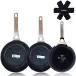 Briebe Conjunto de 3 Frigideiras Indução Antiaderentes Titânio 20-24-28cm, Alumínio Forjado sem PFOA Preto Black Titanium - BRI-FP1144