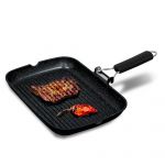 Briebe Frigideira de Grelha Indução, Antiaderente em Titânio, 34x24 cm, Alumínio Fundido sem PFOA, Cabo Dobrável GP1160 - BRI-GP1160