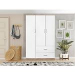 Ideia Home Design Roupeiro Milan Branco Carvalho Claro 3 Portas de Abrir 2 Gavetas 120 x 180 x 52 cm