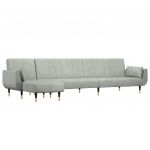 Sofá Cama vidaXL em Forma de L 275x140x70 cm Veludo Cinzento - 669746093