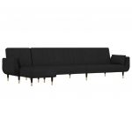 Sofá Cama vidaXL em Forma de L 275x140x70 cm Veludo Preto - 3075776060