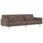 Sofá Cama vidaXL 2 Lugares com Duas Almofadas Tecido Cinza-acastanhado - 552096753