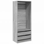 vidaXL Roupeiro 80x50x200 cm Derivados de Madeira Cinzento Sonoma - 3725746017