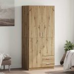 vidaXL Roupeiro 80x52x180 cm Derivados de Madeira Carvalho Artisiano - 372775798