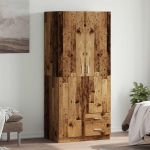 vidaXL Roupeiro 80x52x180 cm Derivados de Madeira Madeira Velha - 1631529952