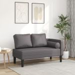 Sofá vidaXL Chaise Longue com Almofadões Couro Artificial Cinzento - 3319947363