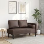 Sofá vidaXL Chaise Longue com Almofadões Couro Artificial Castanho - 3001372917