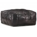 vidaXL Pufe 60x60x30 cm Couro de Cabra Genuíno Preto - 226851459