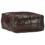 vidaXL Pufe 60x60x30 cm Couro de Cabra Genuíno Castanho-escuro - 2481057568
