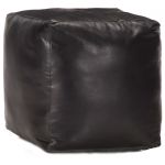 vidaXL Pufe 40x40x40 cm Couro de Cabra Genuíno Preto - 489162729