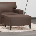 vidaXL Apoio de Pés 70x55x41 cm Couro Artificial Castanho - 3518229772