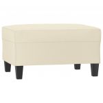 vidaXL Apoio de Pés 70x55x41 cm Couro Artificial Cor Creme - 3317030023