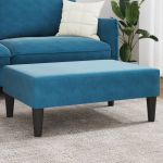 vidaXL Apoio de Pés 77x55x31 cm Veludo Azul - 2258164453