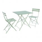 Sweeek Mesa de Jardim Bistrô Dobrável em Metal 2 Cadeiras Emilia Verde Cinzento 70x70x71 cm