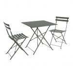 Sweeek Mesa de Jardim Bistrô Dobrável em Metal 2 Cadeiras Emilia Verde Caqui 70x70x71 cm