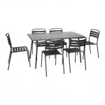 Sweeek Mesa de Jardim Dobrável de Metal com 6 Cadeiras Amelia Antracite 141.2x80x72.5 cm
