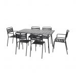 Sweeek Mesa de Jardim Dobrável de Metal 2 Poltronas 4 Cadeiras Amelia Antracite 141.2x80x72.5 cm