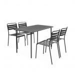 Sweeek Mesa de Jardim em Metal 4 Cadeiras Amelia Antracite 120x70x72.5 cm