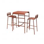 Sweeek Mesa Alta de Jardim 2 Cadeiras Altas em Aço Amelia Terra Cotta 70x70x95 cm