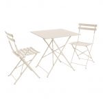 Sweeek Mesa de Jardim Bistrô Dobrável em Metal 2 Cadeiras Emilia Beige 70x70x71 cm