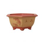 Luso Bonsai Vaso de Bonsai Hexagonal 26*23*10 cm c/ Desenhos - Yixing - 06695