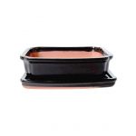 Luso Bonsai Vaso de Bonsai Rectangular + Prato 21*16*6 cm Preto - Yixing - 89349