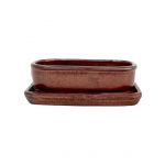 Luso Bonsai Vaso de Bonsai Rectangular + Prato 37,5*29,5*10 cm Castanho Oxido - Yixing - 89310