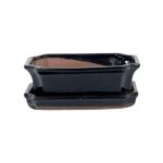 Luso Bonsai Vaso de Bonsai Rectangular + Prato 26*19,5*8 cm Preto - Yixing - 83849