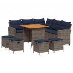 vidaXL 6 Peças Conjunto Sofás de Jardim com Almofadões em L Vime Pe - 1420849721