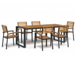 vidaXL Conjunto Jantar para Jardim 7 Peças Madeira de Acácia Maciça e Metal - 2535047884