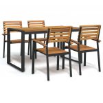 vidaXL Conjunto Jantar para Jardim 5 Peças Madeira de Acácia Maciça e Metal - 2305767316