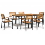 vidaXL Conjunto Jantar para Jardim 7 Peças Madeira de Acácia Maciça e Metal - 3883087427
