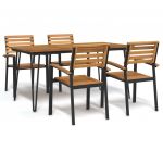 vidaXL Conjunto Jantar para Jardim 5 Peças Madeira de Acácia Maciça e Metal - 2423523029