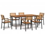 vidaXL Conjunto Jantar para Jardim 7 Peças Madeira de Acácia Maciça e Metal - 13310788