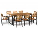 vidaXL Conjunto Jantar para Jardim 9 Peças Madeira de Acácia Maciça e Metal - 275146286