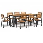 vidaXL Conjunto Jantar para Jardim 9 Peças Madeira de Acácia Maciça e Metal - 3760124506