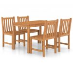 vidaXL 5 Peças Conjunto de Jantar para Jardim Madeira de Teca Maciça - 1158453966