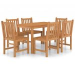vidaXL 7 Peças Conjunto de Jantar para Jardim Madeira de Teca Maciça - 3585312607