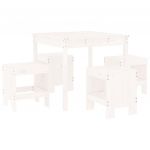 vidaXL 5 Peças Conjunto de Jantar para Jardim Madeira de Pinho Maciça Branco - 3512259890