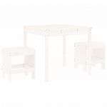 vidaXL 3 Peças Conjunto Bistrô para Jardim Madeira de Pinho Maciça Branco - 3475906666