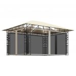 vidaXL Gazebo com Mosquiteiro e Cordões Luzes led 4x3x2,73m Creme - 2322608413