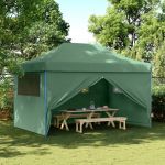 vidaXL Tenda para Festas Pop-up Dobrável com 4 Paredes Laterais Verde - 2958112574
